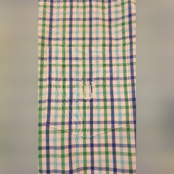 CHAPS MENS EASY CARE GREEN CHECKERED SHORT SLEEVES CASUAL DRESS SHIRT  MEDIUM M - Picture 3 of 7
